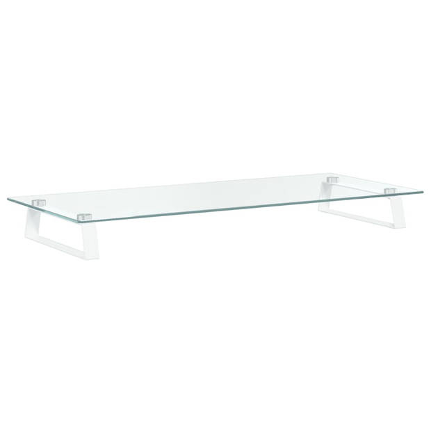 vidaXL Monitorstandaard 80x35x8 cm gehard glas en metaal wit