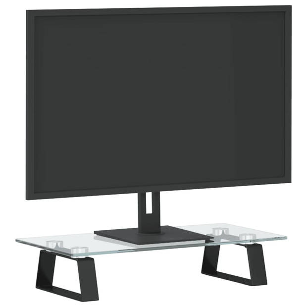 vidaXL Monitorstandaard 40x20x8 cm gehard glas en metaal zwart