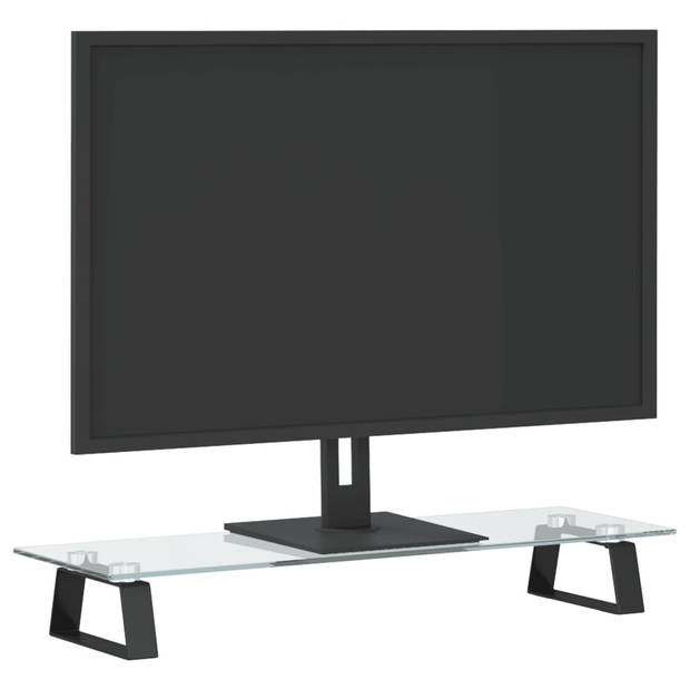 vidaXL Monitorstandaard 60x20x8 cm gehard glas en metaal zwart