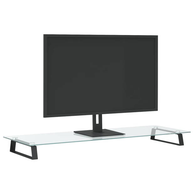 vidaXL Monitorstandaard 100x35x8 cm gehard glas en metaal zwart