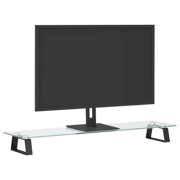 vidaXL Monitorstandaard 80x20x8 cm gehard glas en metaal zwart