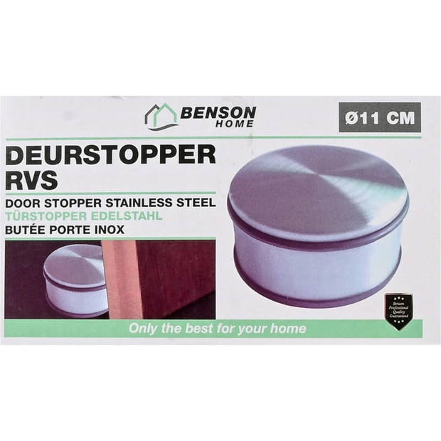 Benson Deurstopper/deurbuffer rond - RVS - 1.1 kg - 11 x 6 cm - Deurstoppers