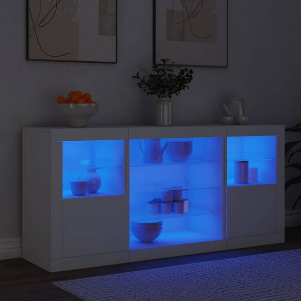 vidaXL Dressoir met LED-verlichting 142,5x37x67 cm wit