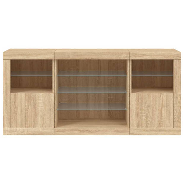 vidaXL Dressoir met LED-verlichting 142,5x37x67 cm sonoma eikenkleurig