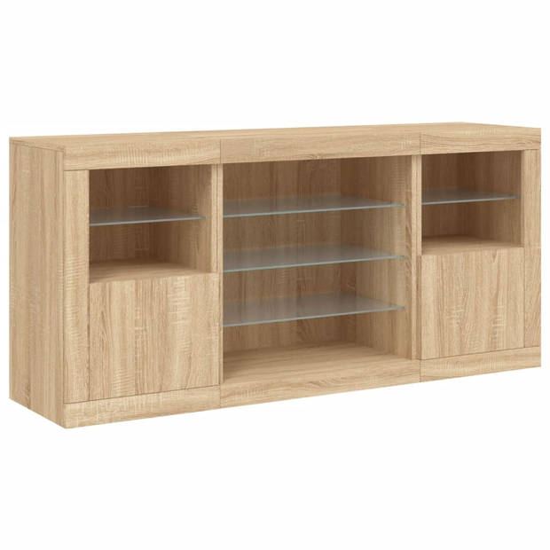 vidaXL Dressoir met LED-verlichting 142,5x37x67 cm sonoma eikenkleurig