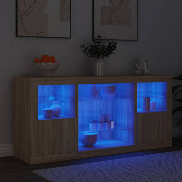 vidaXL Dressoir met LED-verlichting 142,5x37x67 cm sonoma eikenkleurig