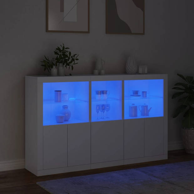 vidaXL Dressoir met LED-verlichting 162x37x100 cm wit