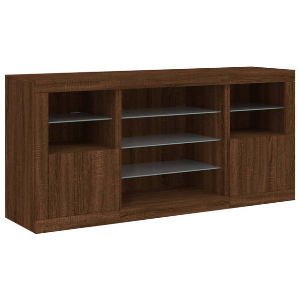 vidaXL Dressoir met LED-verlichting 142,5x37x67 cm bruin eikenkleur