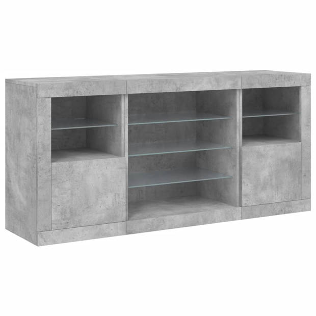 vidaXL Dressoir met LED-verlichting 142,5x37x67 cm betongrijs