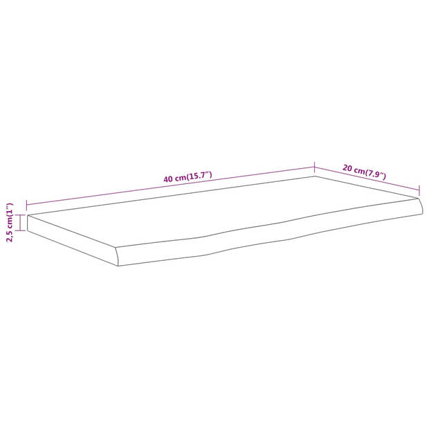 vidaXL Wandschap rechthoekig natuurlijke rand 40x20x2,5 cm acaciahout