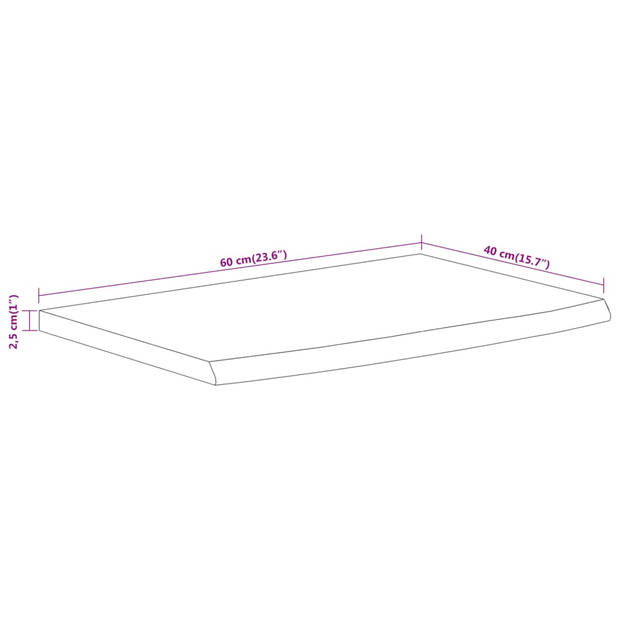 vidaXL Wandschap rechthoekig natuurlijke rand 60x40x2,5 cm acaciahout