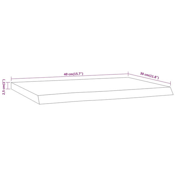 vidaXL Wandschap rechthoekig natuurlijke rand 40x30x2,5 cm acaciahout