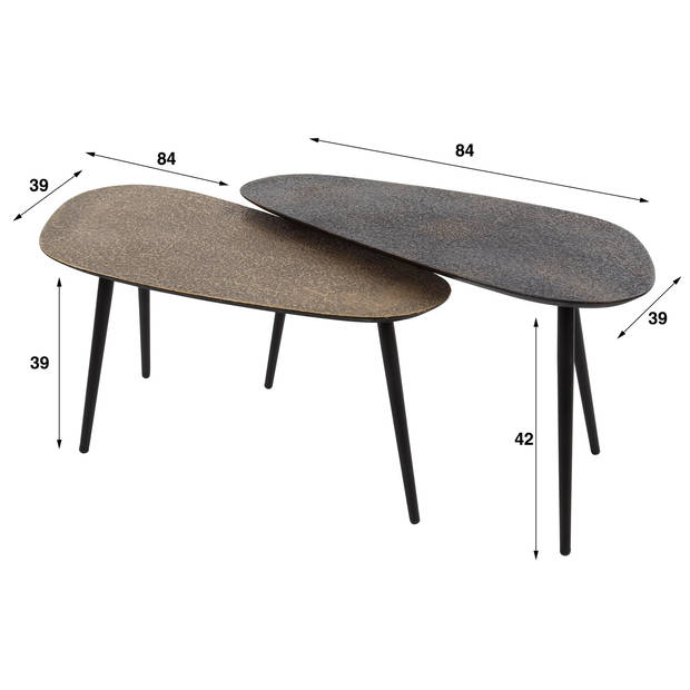 Giga Meubel - Salontafel Metallic Grijs - Organisch - Set van 2