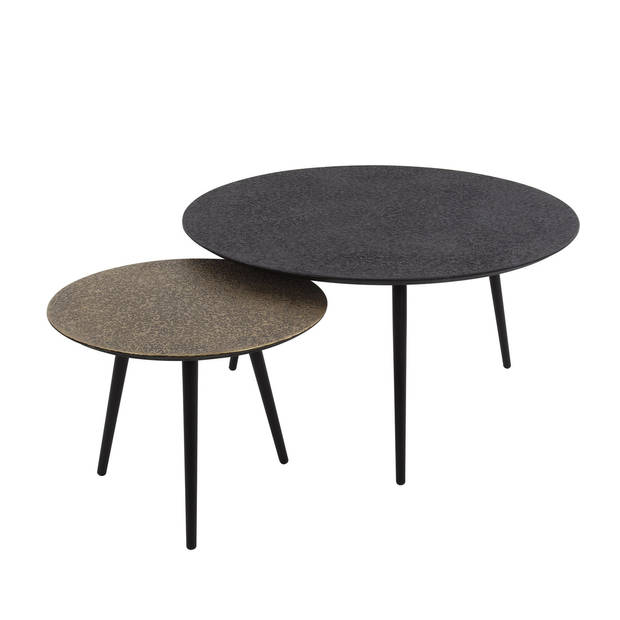 Giga Meubel - Salontafel Metallic Grijs - Rond - Set van 2