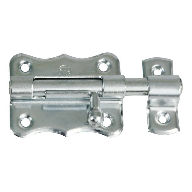 AMIG schuifslot/plaatgrendel - 2x - staal - 5 x 4.8 cm - verzinkt - zilver - deur - poort - Grendels