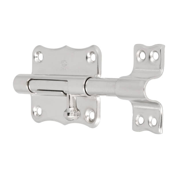 AMIG schuifslot/plaatgrendel - 2x - staal - 3.5 x 3.3 cm - vernikkeld - zilver - deur - poort - Grendels