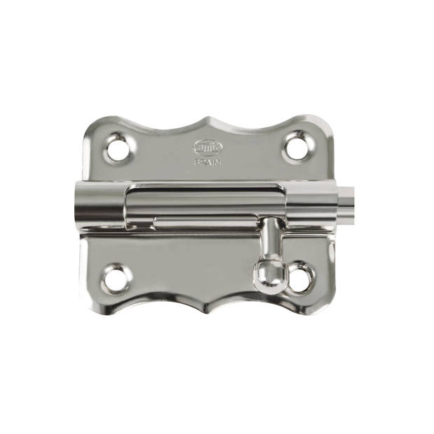 AMIG schuifslot/plaatgrendel - staal - 5 x 4.8 cm - vernikkeld - zilver - deur - poort - Grendels