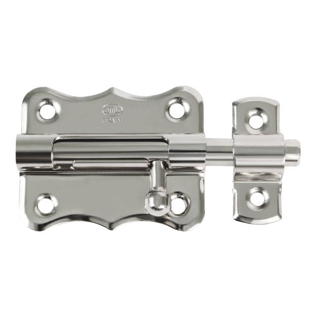 AMIG schuifslot/plaatgrendel - 2x - staal - 3 x 3.3 cm - vernikkeld - zilver - deur - poort - Grendels