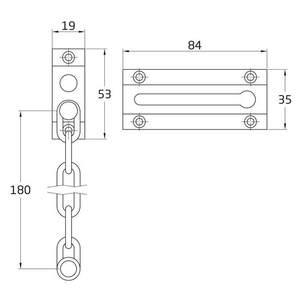 AMIG deurketting - 2x - messing - brons - 18 cm - incl schroeven  - Deurkettingen