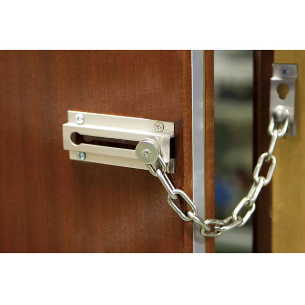 AMIG deurketting - messing - geborsteld zilver - 18 cm - incl schroeven&nbsp; - Deurkettingen