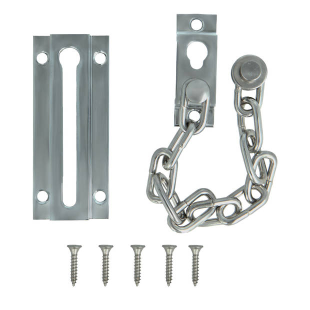 AMIG deurketting - 2x - messing - zilver - 18 cm - incl schroeven  - Deurkettingen