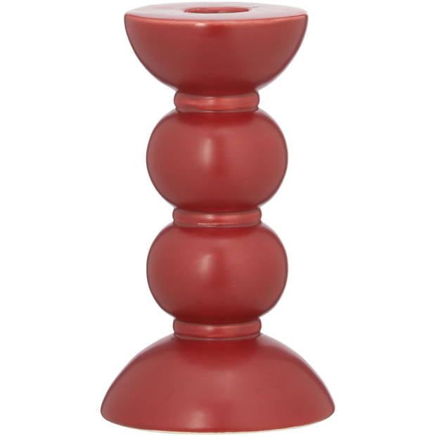 Blokker kandelaar Bobbins - 8x8x14cm - rood