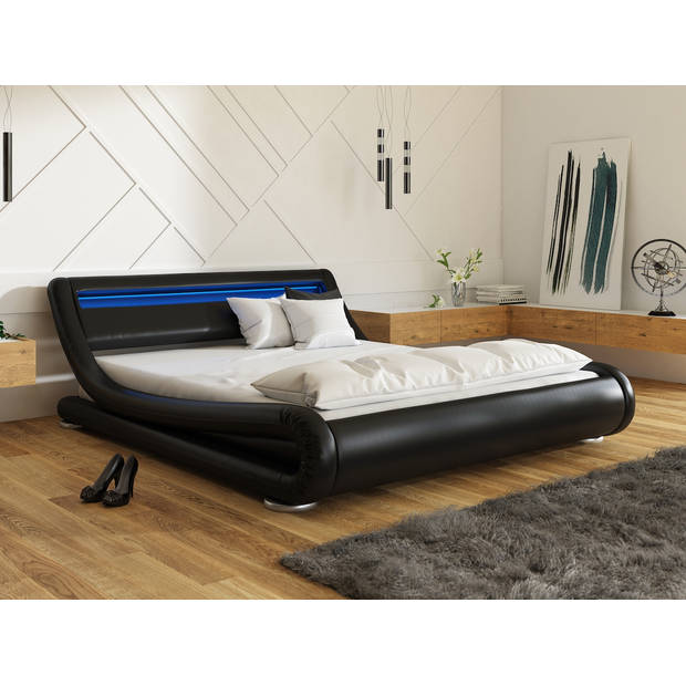 Meubella Tweepersoonsbed Carson - Zwart - 160x200 cm