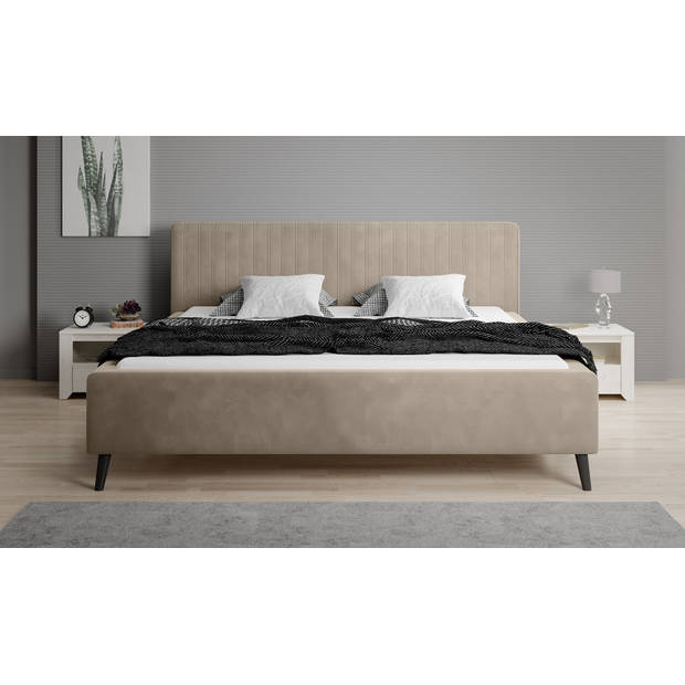 Meubella Tweepersoonsbed Jackson - Beige - Velvet - 180x200 cm