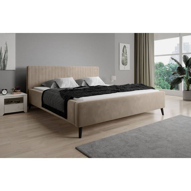 Meubella Tweepersoonsbed Jackson - Beige - Velvet - 180x200 cm