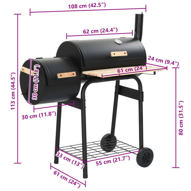 vidaXL Rookbarbecue houtskool