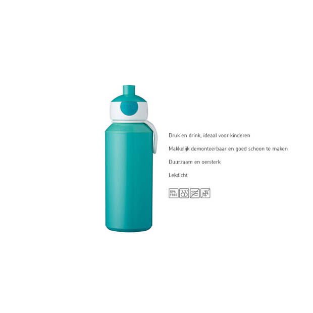 Mepal Campus pop-up drinkfles - 400 ml - turquoise