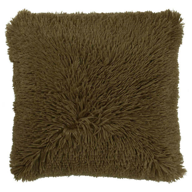 Dutch Decor - FLUFFY - Sierkussen 60x60 cm - superzacht - XL kussen - Military Olive - groen