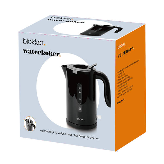 Blokker waterkoker BL-10117 zwart kunststof 1,2L