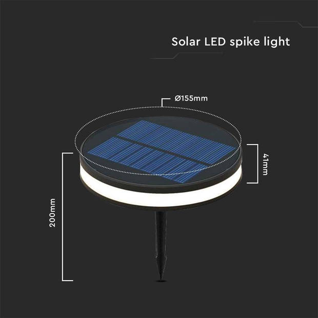 V-TAC VT-1146 Solar Spike Light - Zwart - IP54 - 90 Lumen - 3000K