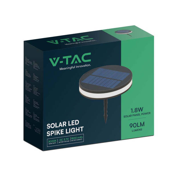 V-TAC VT-1146 Solar Spike Light - Zwart - IP54 - 90 Lumen - 3000K