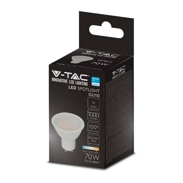 V-TAC VT-271-N GU10 LED Spots - Melkachtig - 110° - Samsung - IP20 - Wit - 10W - 1000 Lumen - 3000K - 5 Jaar