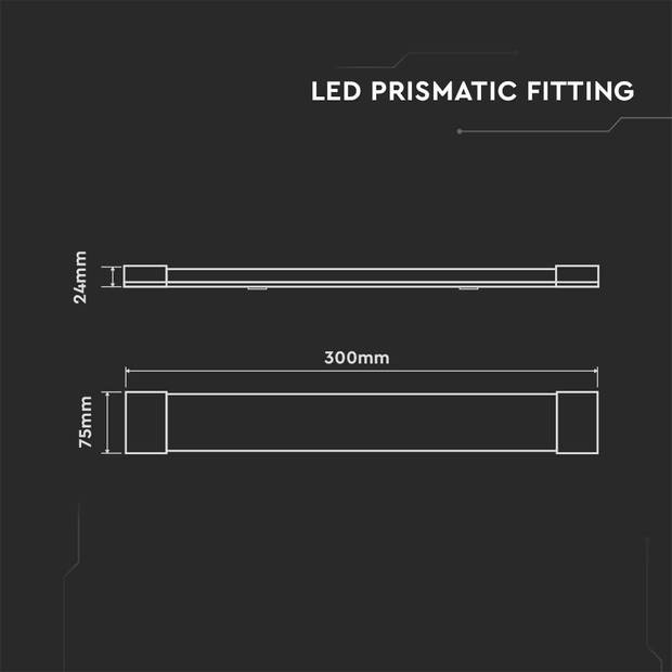 V-TAC VT-8-10-N Witte LED Armaturen - Prismatisch - Samsung - IP20 - 10W - 1000 Lumen - 3000K - 5 Jaar - 30CM