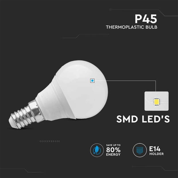 V-TAC VT-1819-N E14 Witte LED Lampen - Golf - IP20 - 3.7W - 320 Lumen - 6500K