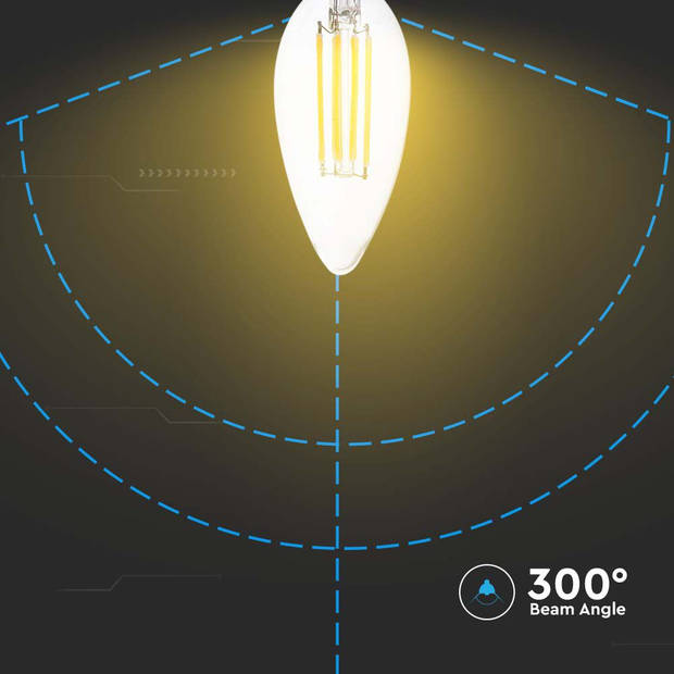 V-TAC VT-1986-N E14 Transparante LED Bol - Helder - Kaars -IP20 - 4W - 400 Lumen - 6500K