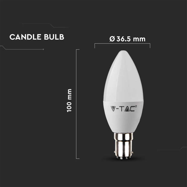 V-TAC VT-299D-N B15 LED Lampen - Kaars - Samsung - IP20 - Wit - 5.5W - 470 Lumen - 3000K - 5 Jaar