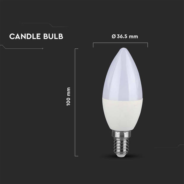 V-TAC VT-226-N E14 LED Lampen - Kaars - Samsung - IP20 - Wit - 4.5W - 470 Lumen - 3000K - 5 Jaar