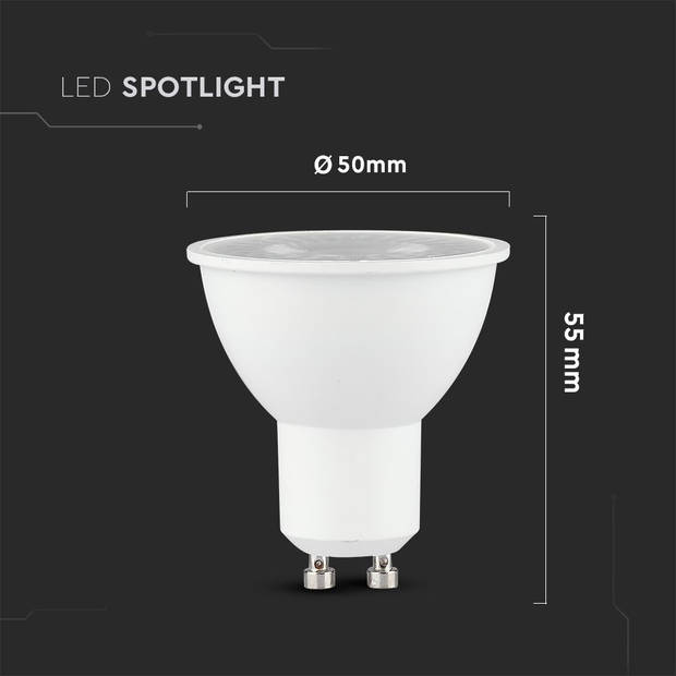 V-TAC VT-292-N GU10 Witte LED Spots - Lens 110° - Samsung - IP20 - 7.5W - 610 Lumen - 4000K - 5 Jaar