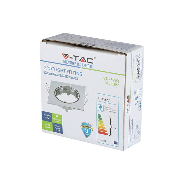 V-TAC VT-779-CH-SQ GU10 LED inbouwspots - chroom - IP20