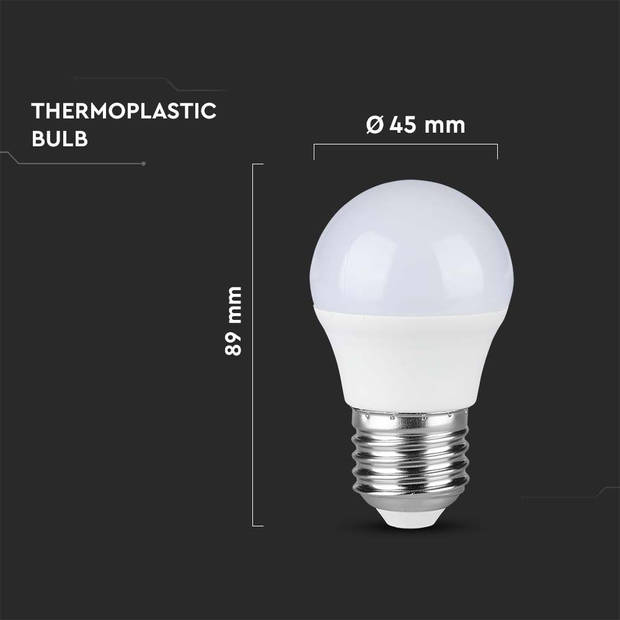 V-TAC VT-290-N E27 LED Lampen - Golf - Samsung - IP20 - Wit - 6,5W - 600 Lumen - 4000K - 5 Jaar