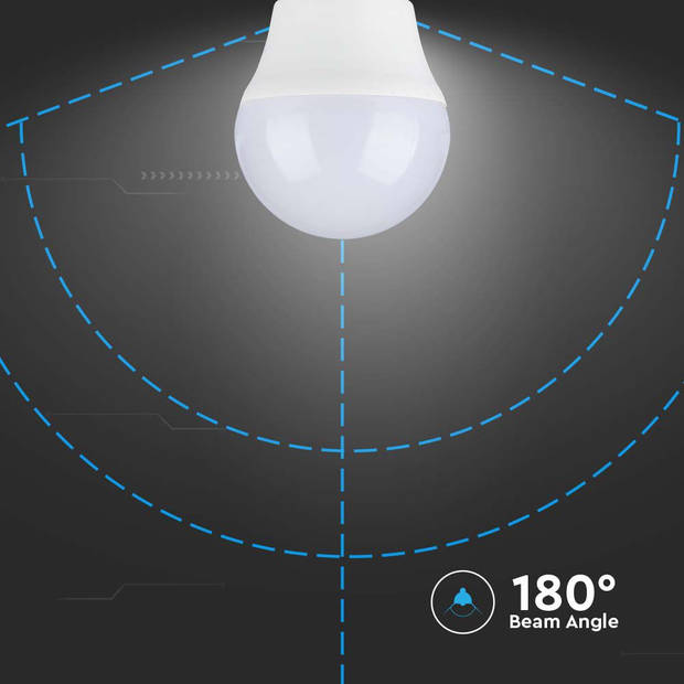 V-TAC VT-290-N E27 LED Lampen - Golf - Samsung - IP20 - Wit - 6,5W - 600 Lumen - 4000K - 5 Jaar