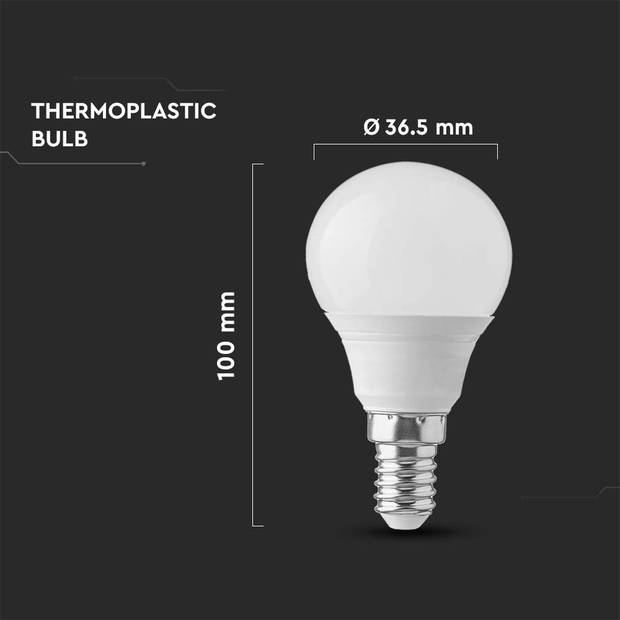 V-TAC VT-1880-N E14 LED Lampen - Golf - IP20 - Wit - 4.5W - 470 Lumen - 3000K