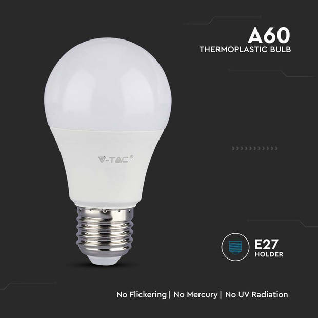 V-TAC VT-211-N E27 LED Lampen - GLS - Samsung - IP20 - Wit - 10.5W - 1055 Lumen - 3000K - 5 Jaar