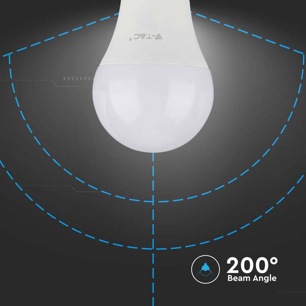 V-TAC VT-211-N E27 LED Lampen - GLS - Samsung - IP20 - Wit - 10.5W - 1055 Lumen - 3000K - 5 Jaar