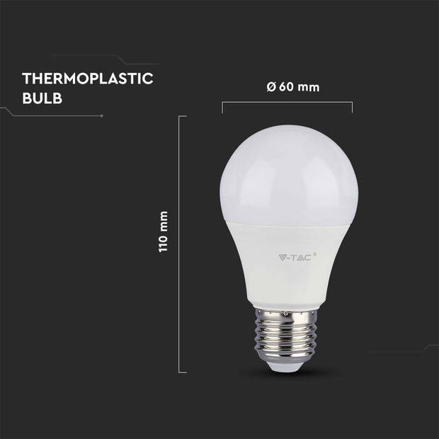 V-TAC VT-211-N E27 LED Lampen - GLS - Samsung - IP20 - Wit - 10.5W - 1055 Lumen - 4000K - 5 Jaar