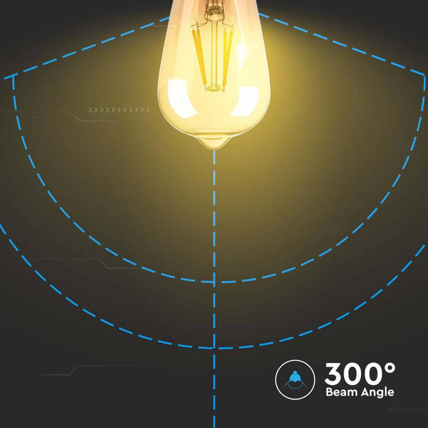 V-TAC VT-1964-N 10 Set E27 LED Lampen - Amber - ST64 - IP20 - 4W - 350 Lumen - 2200K